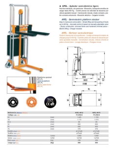 Apilador semi-electrico 540x1150 2450 kg.