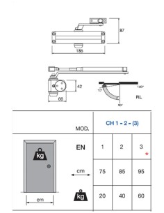 Muelle cierrapuertas plata blister ch 1-2 rl